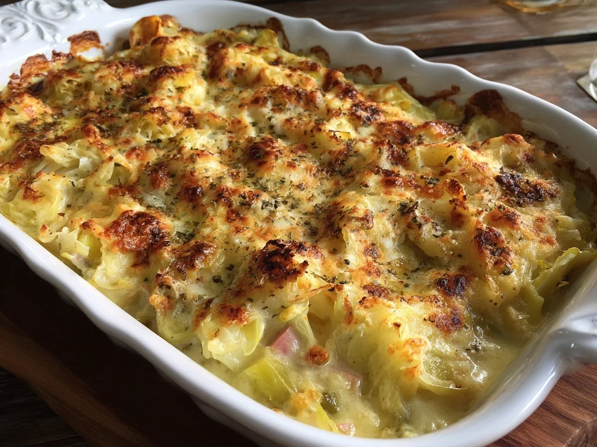 Creamy Cabbage Casserole with Savory Turkey Ham - Featured Image