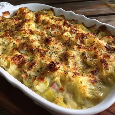 Creamy Cabbage Casserole with Savory Turkey Ham