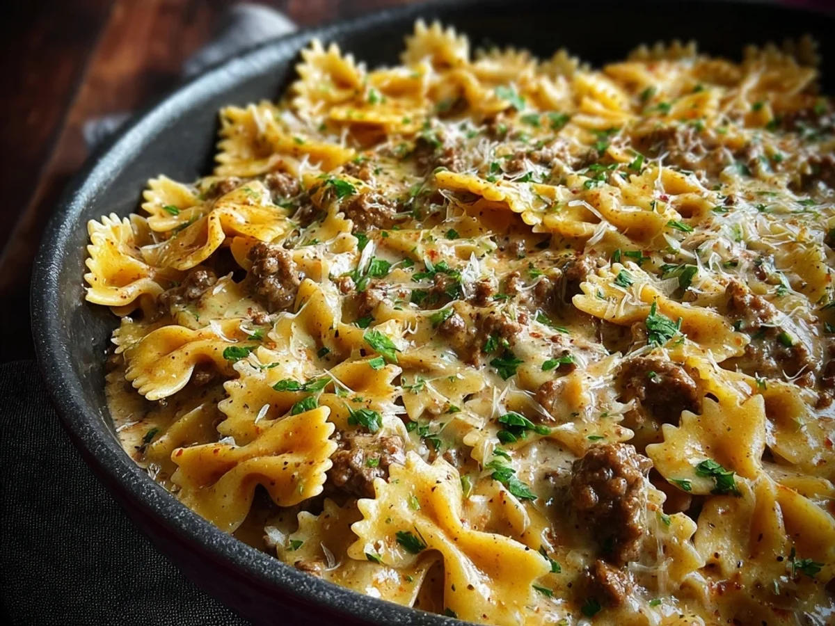Creamy Cajun Bowties with Spiced Beef - Featured Image