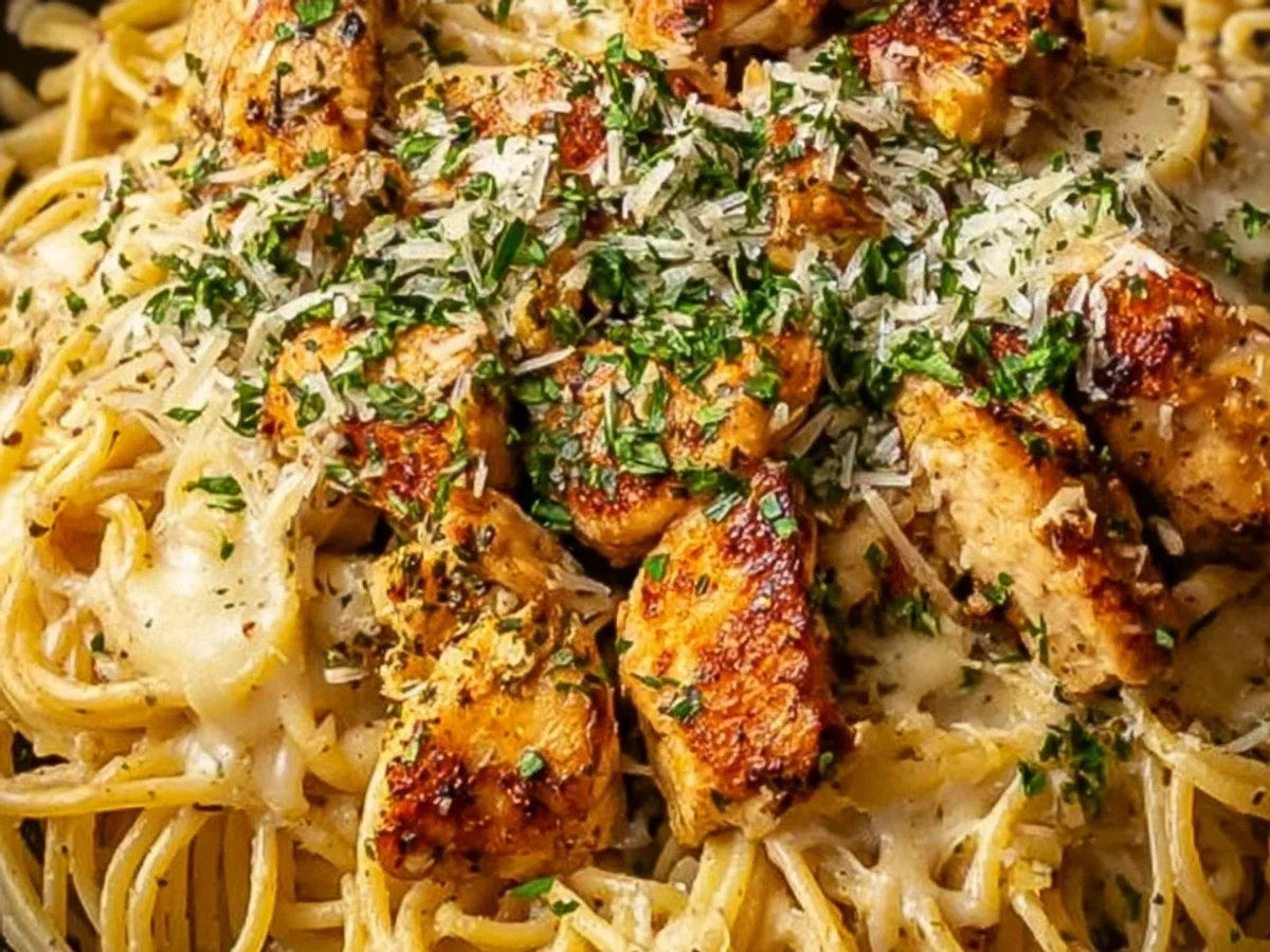 Creamy Cajun Chicken Spaghetti with Garlic Mozzarella - Featured Image