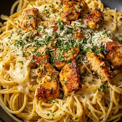 Creamy Cajun Chicken Spaghetti with Garlic Mozzarella