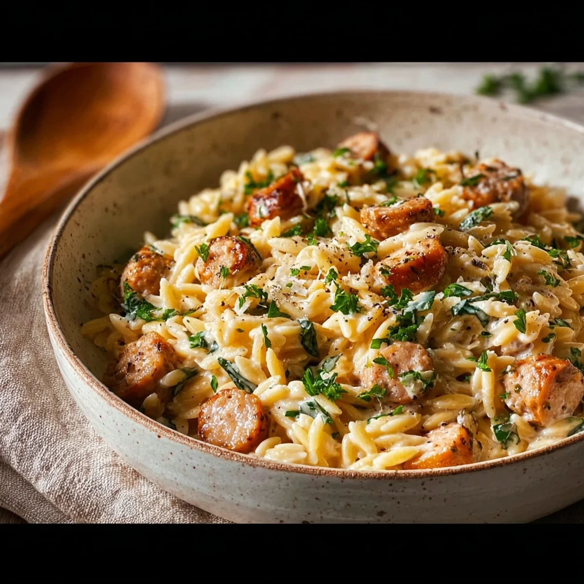 Creamy Chicken Sausage Orzo: Easy Skillet Dinner