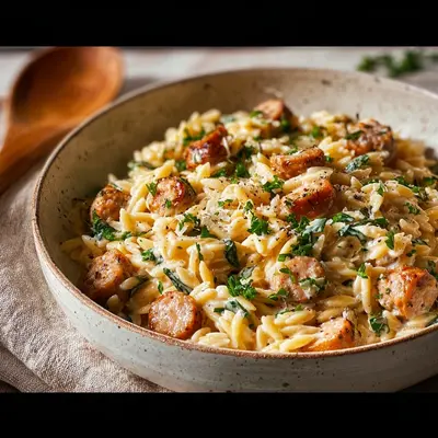 Creamy Chicken Sausage Orzo: Easy Skillet Dinner