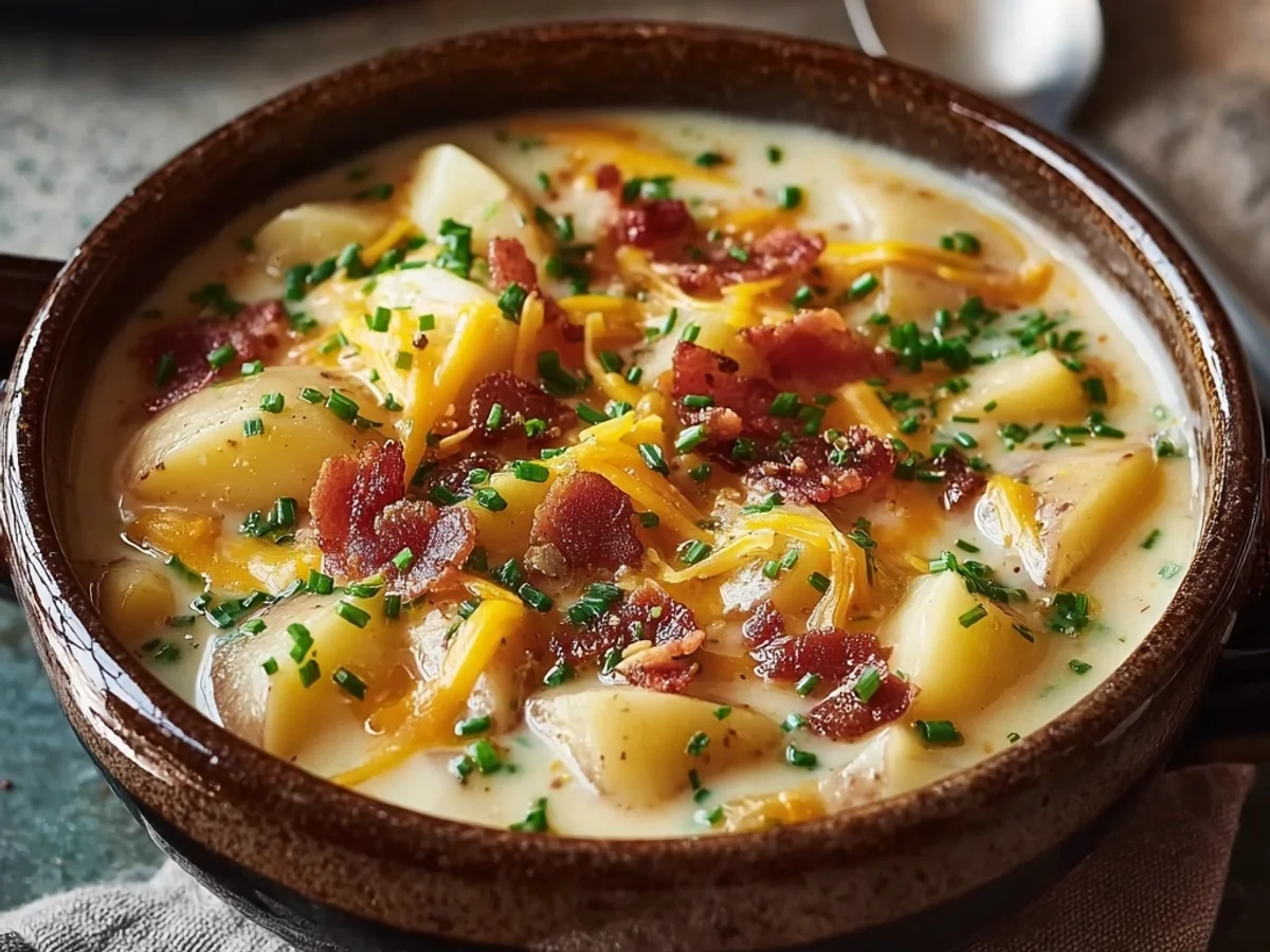 Creamy Crock Pot Crack Potato Soup Recipe - Featured Image