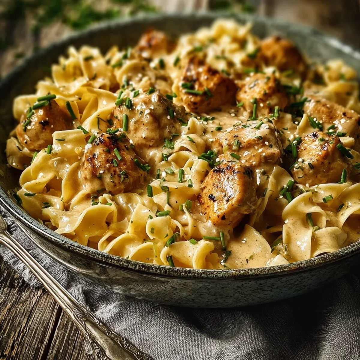 Creamy Garlic Butter Chicken with Egg Noodles