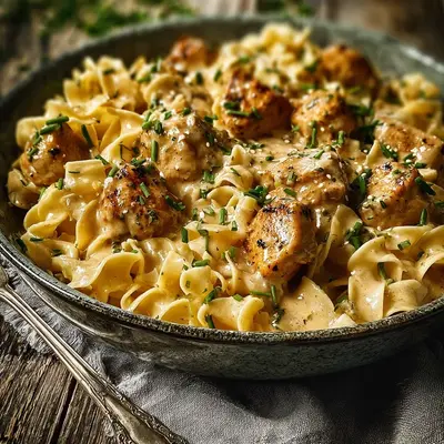 Creamy Garlic Butter Chicken with Egg Noodles