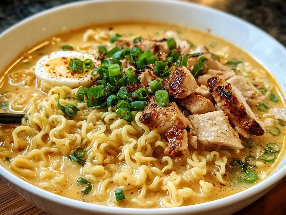 Creamy Garlic Chicken Ramen Recipe - Featured Image