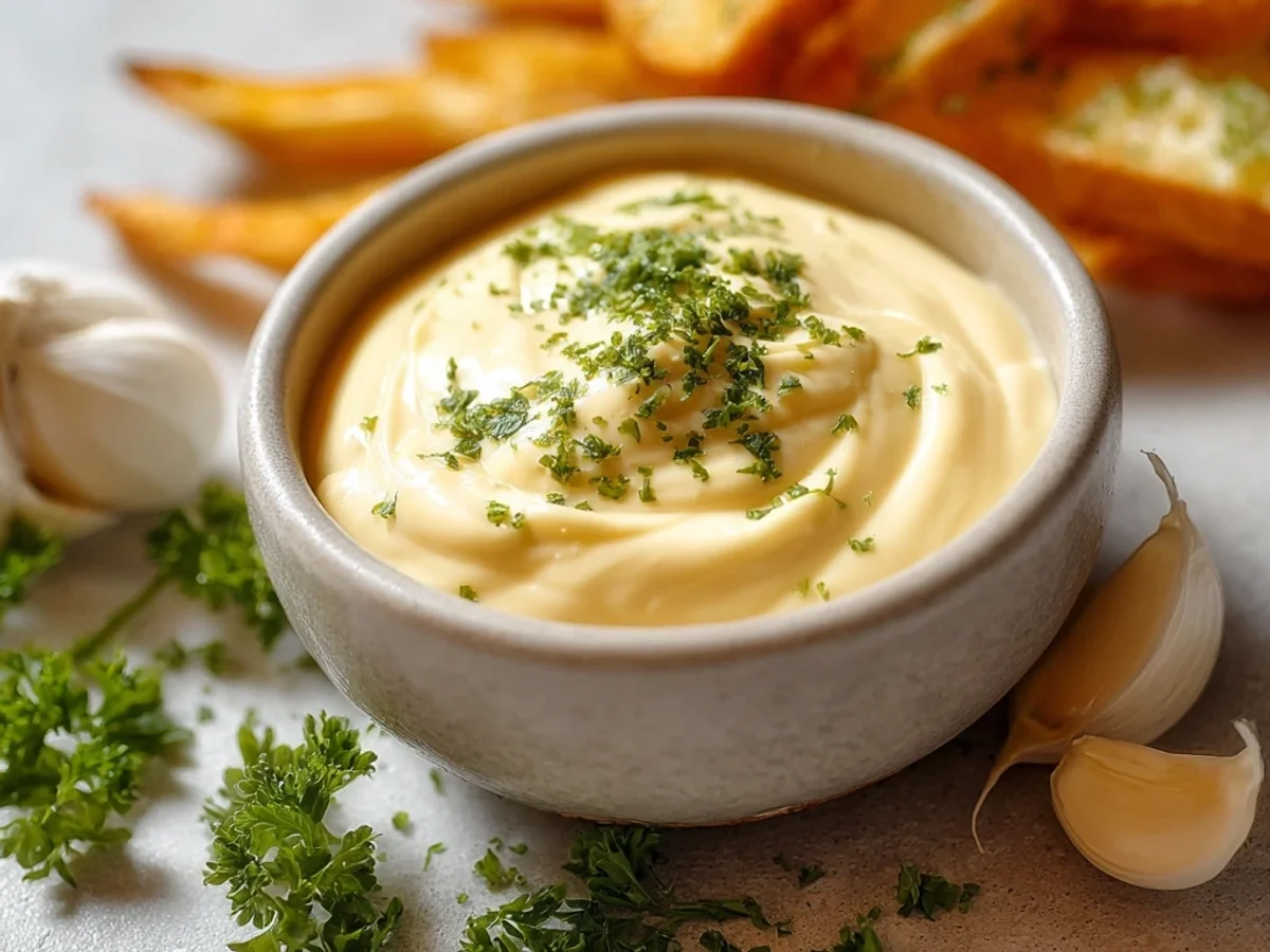 Creamy Garlic Homemade Aioli Recipe - Featured Image