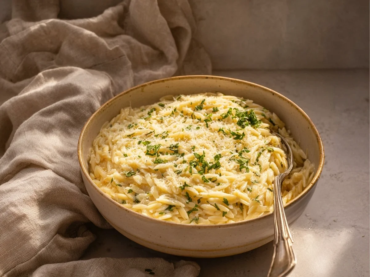 Creamy Garlic Parmesan Orzo Pasta: Quick & Hearty Dish - Featured Image