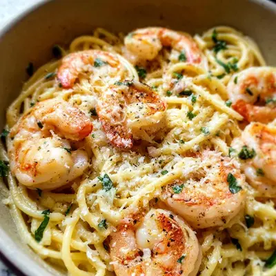 Creamy Lemon Shrimp Spaghetti