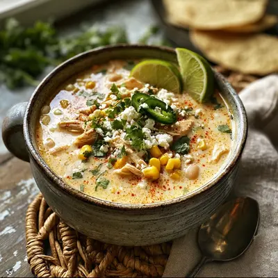 Creamy Mexican Street Corn White Chicken Chili
