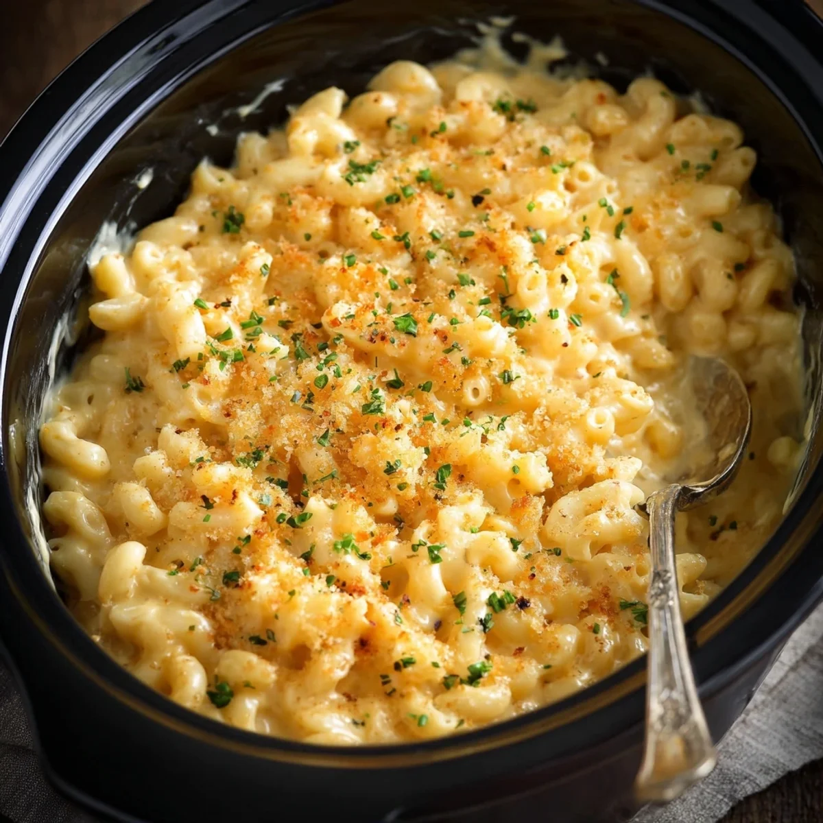 Creamy Slow Cooker Four Cheese Mac and Cheese