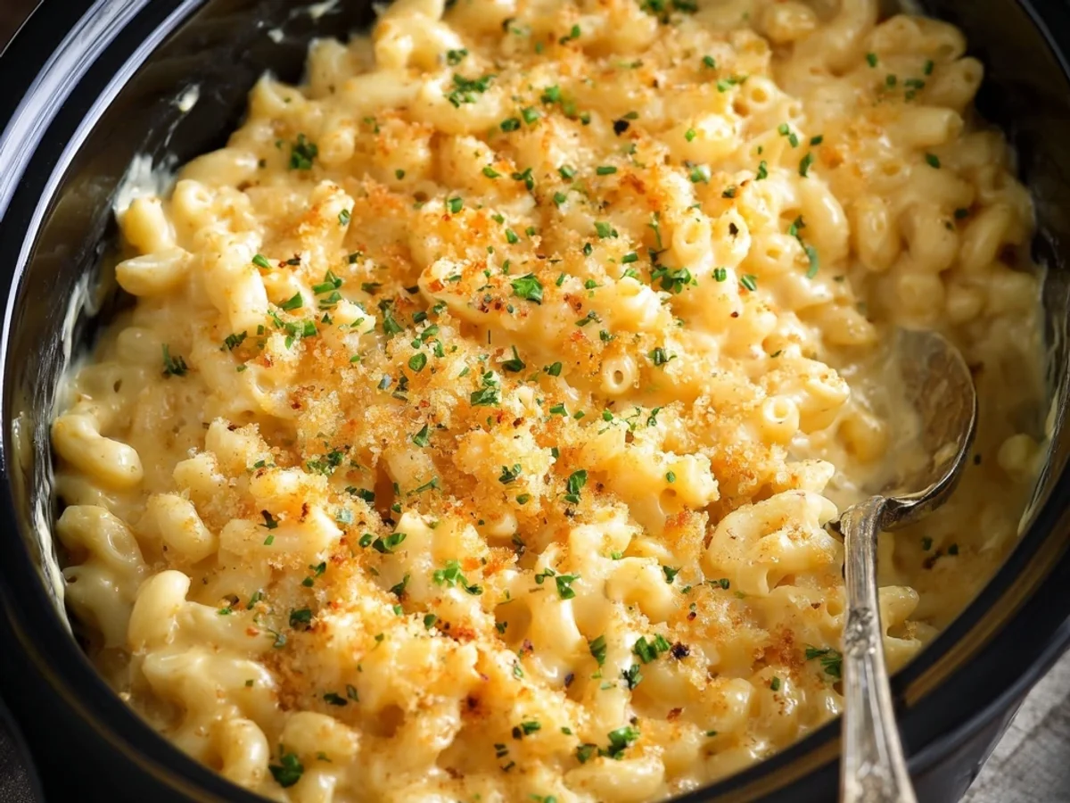 Creamy Slow Cooker Four Cheese Mac and Cheese - Featured Image
