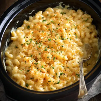 Creamy Slow Cooker Four Cheese Mac and Cheese