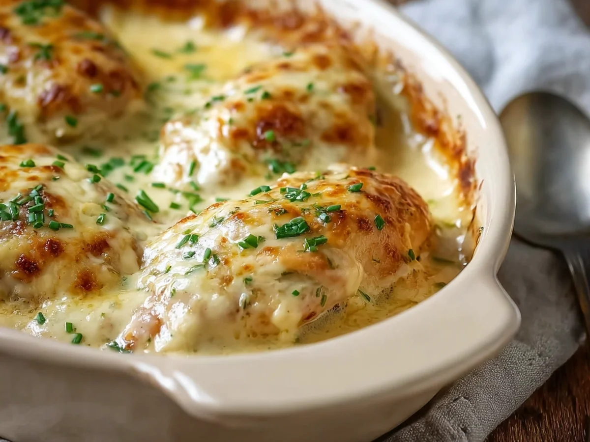 Creamy Smothered Cheesy Sour Cream Chicken Recipe - Featured Image