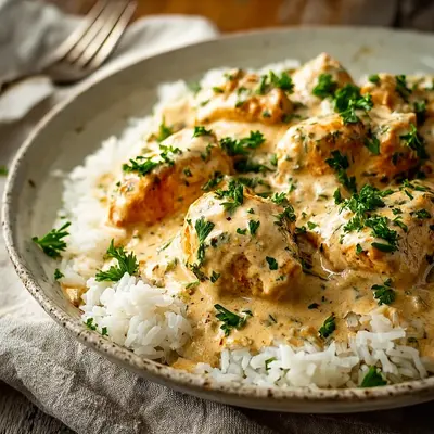 Creamy Smothered Chicken and Rice, Just Like Home