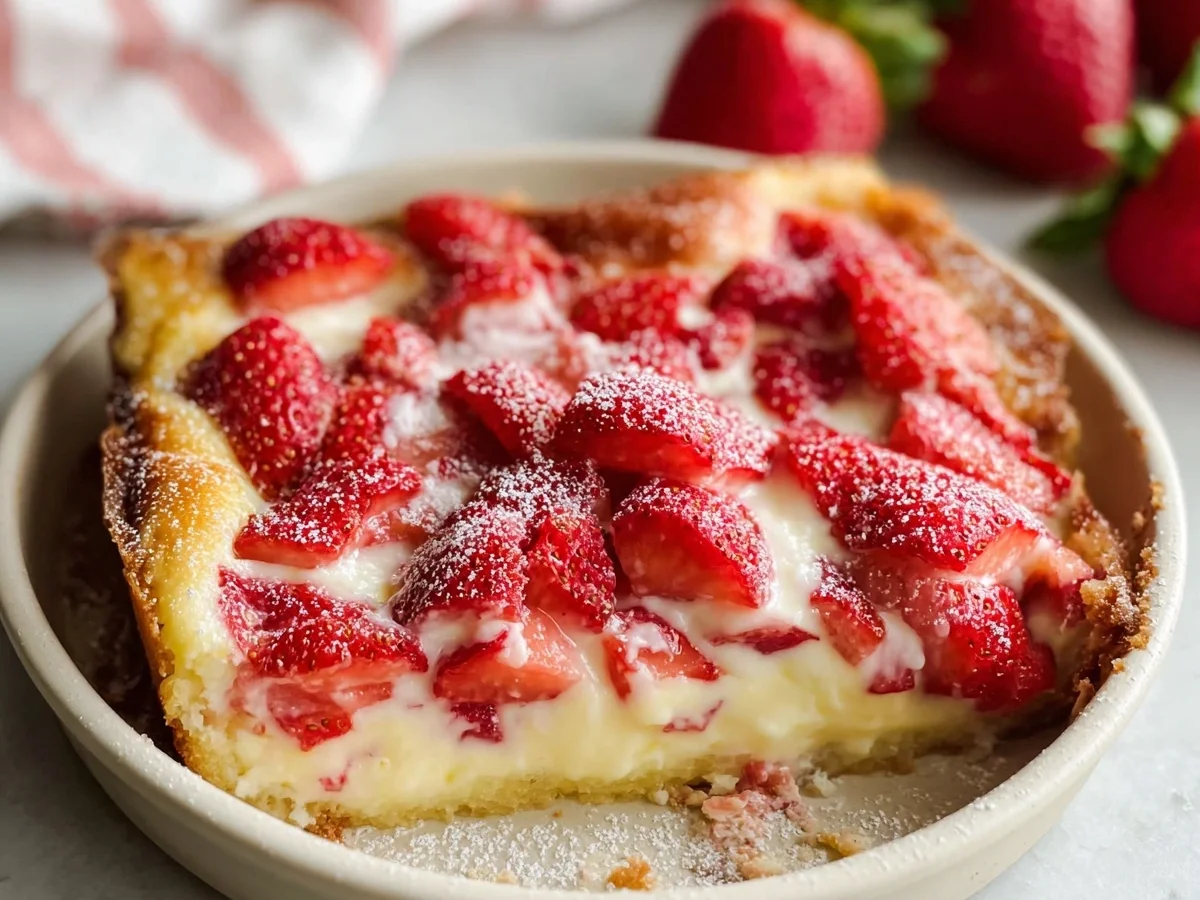 Creamy Strawberry Rhubarb Custard Dessert - Featured Image