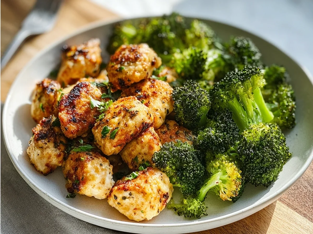 Crispy Air Fryer Chicken Bites & Tender Broccoli - Featured Image