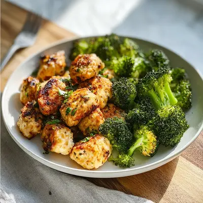 Crispy Air Fryer Chicken Bites & Tender Broccoli