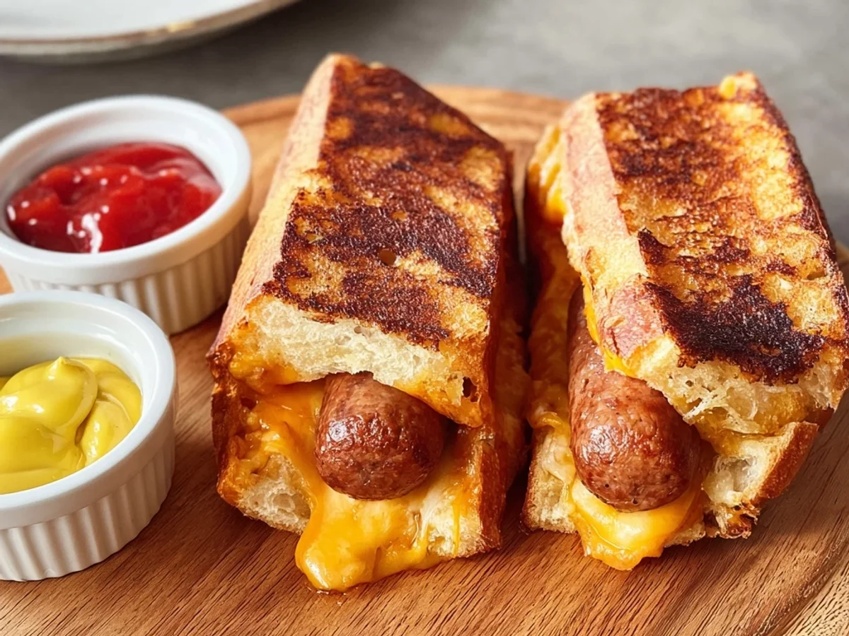 Crispy Air Fryer Grilled Cheese Hot Dogs - Featured Image
