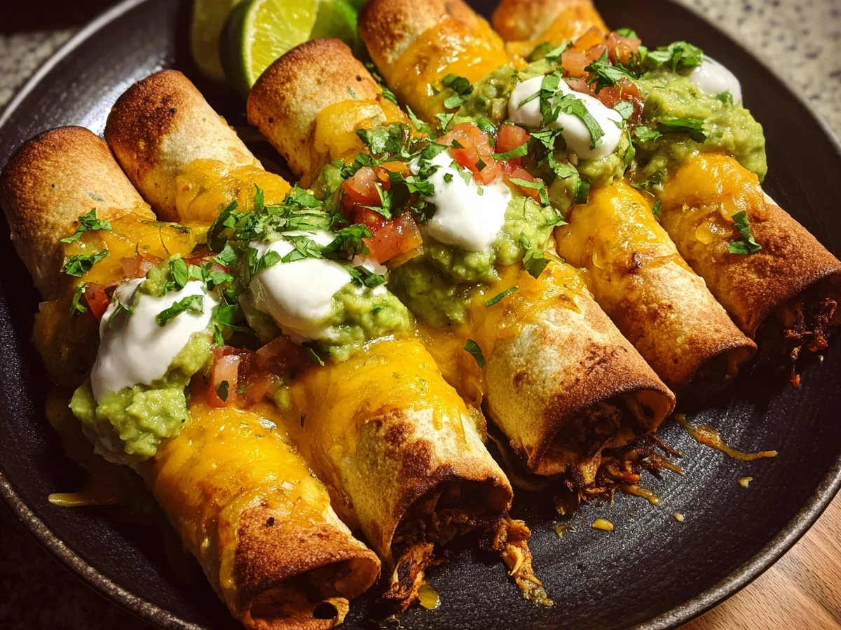 Crispy Baked Chicken Taquitos with Zesty Avocado Crema - Featured Image