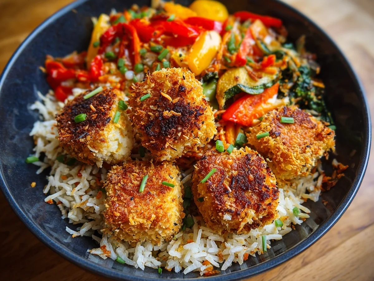 Crispy Coconut Tofu Bowl with Peanut Sauce - Featured Image