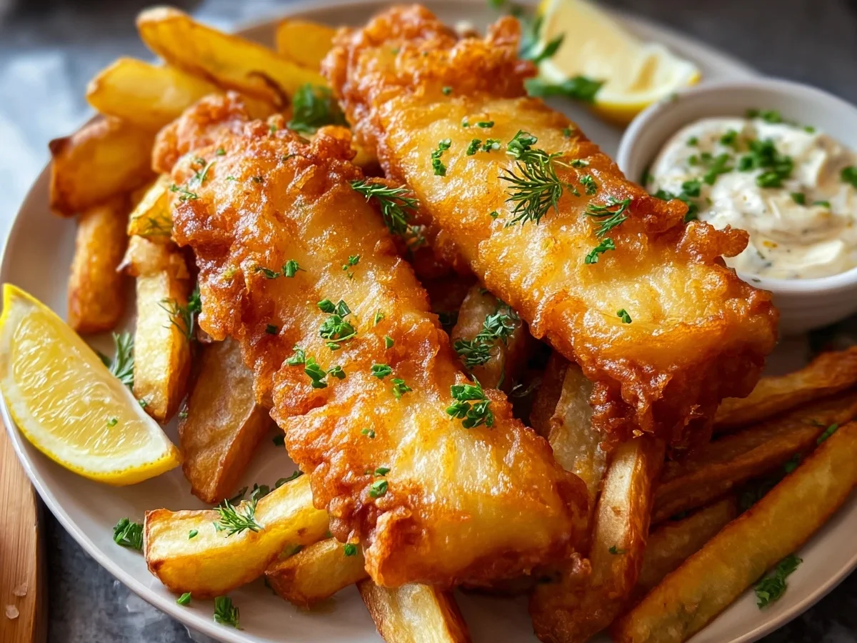 Crispy Non-Alcoholic Beer Battered Fish & Chips - Featured Image
