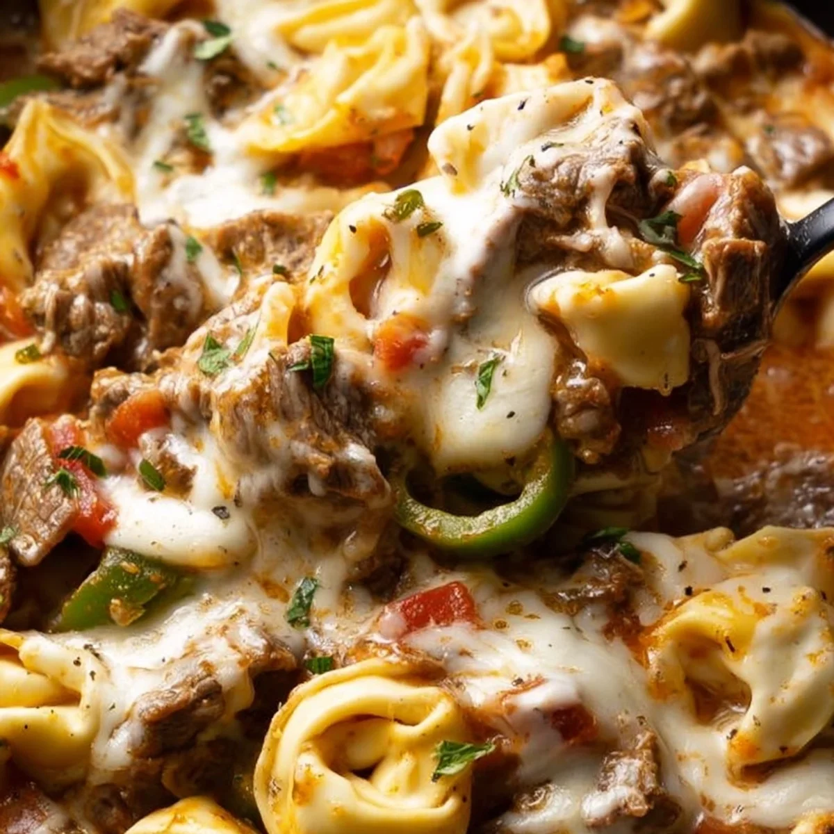 Crock Pot Cheesesteak Tortellini: Easy Slow Cooker Meal