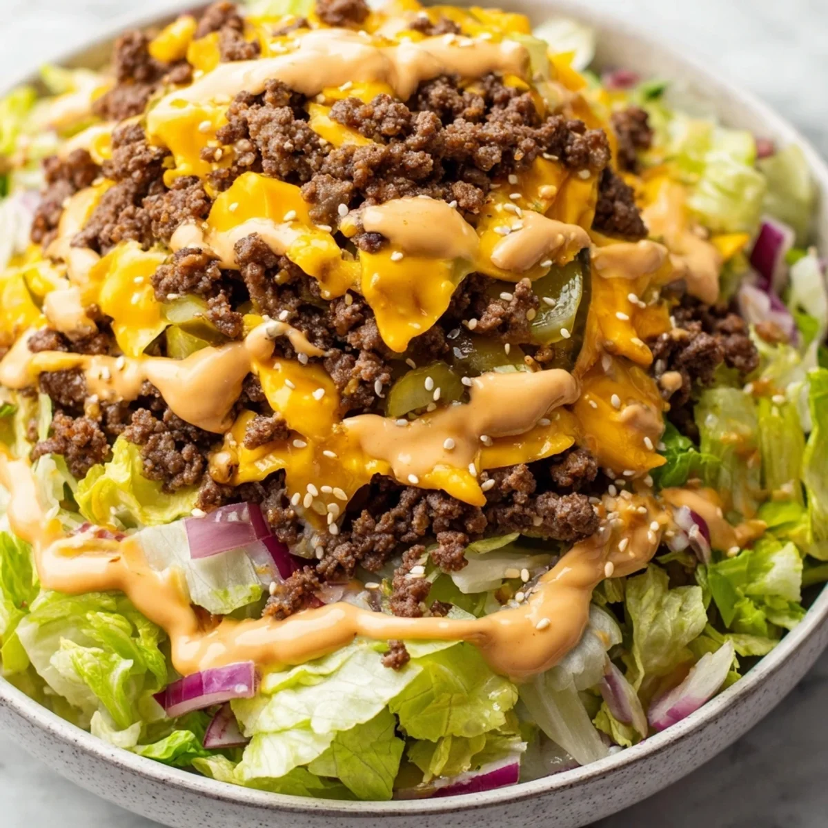Easy Big Mac Salad: Burger Flavors in a Bowl