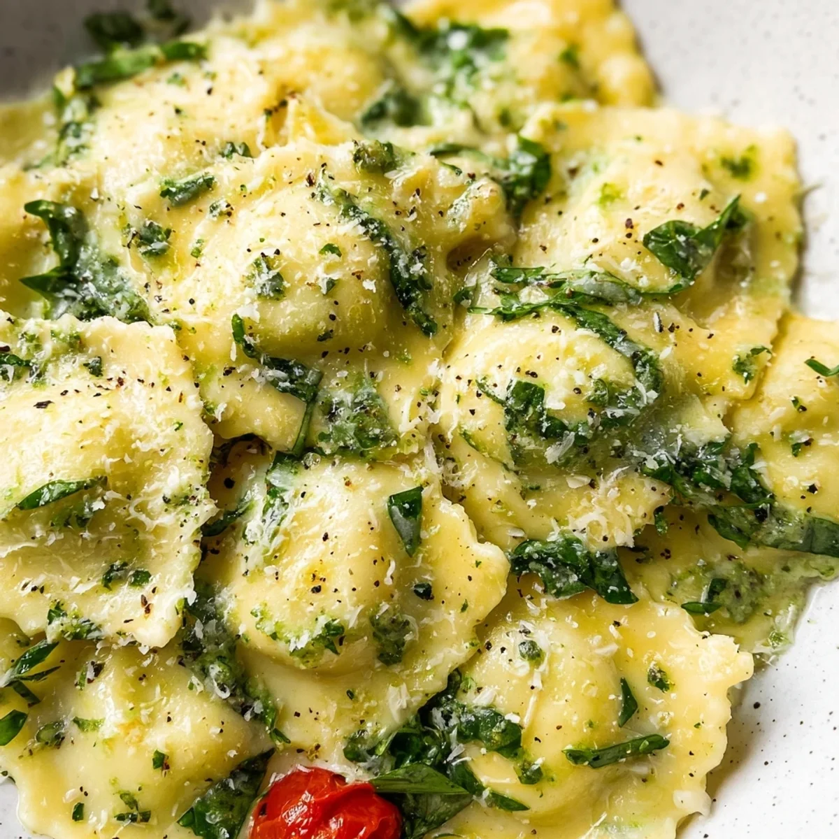 Easy Creamy Pesto Ravioli Dinner