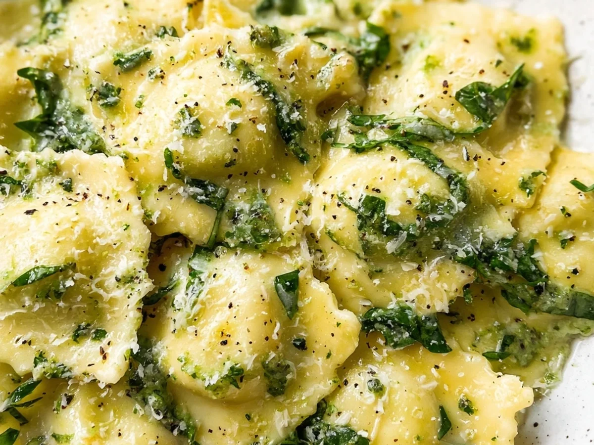Easy Creamy Pesto Ravioli Dinner - Featured Image