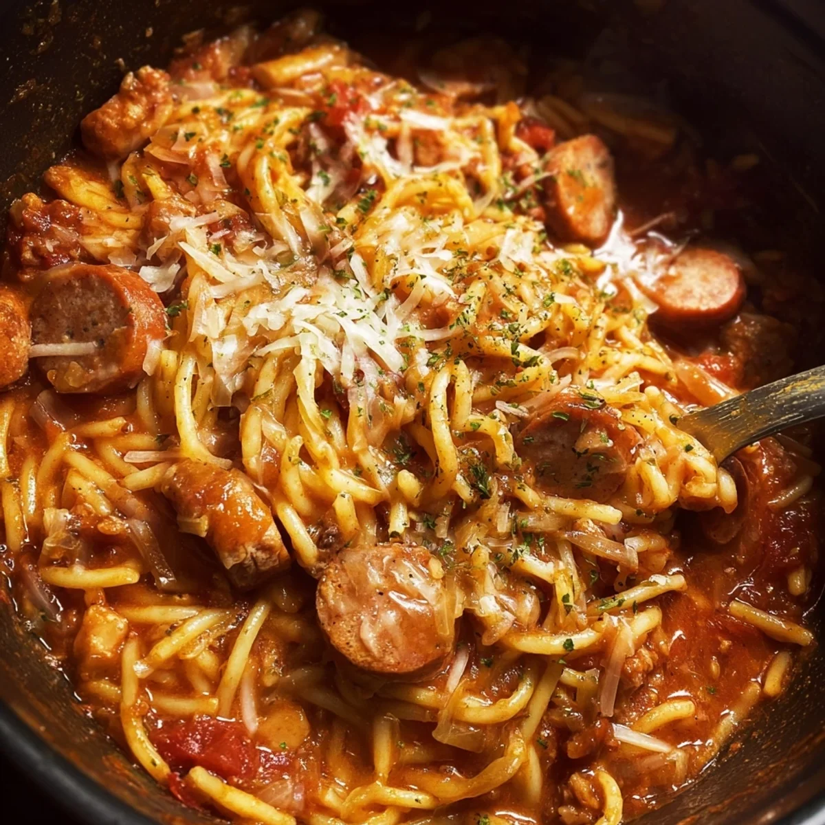 Easy One Pot Beef Sausage Pasta Dinner