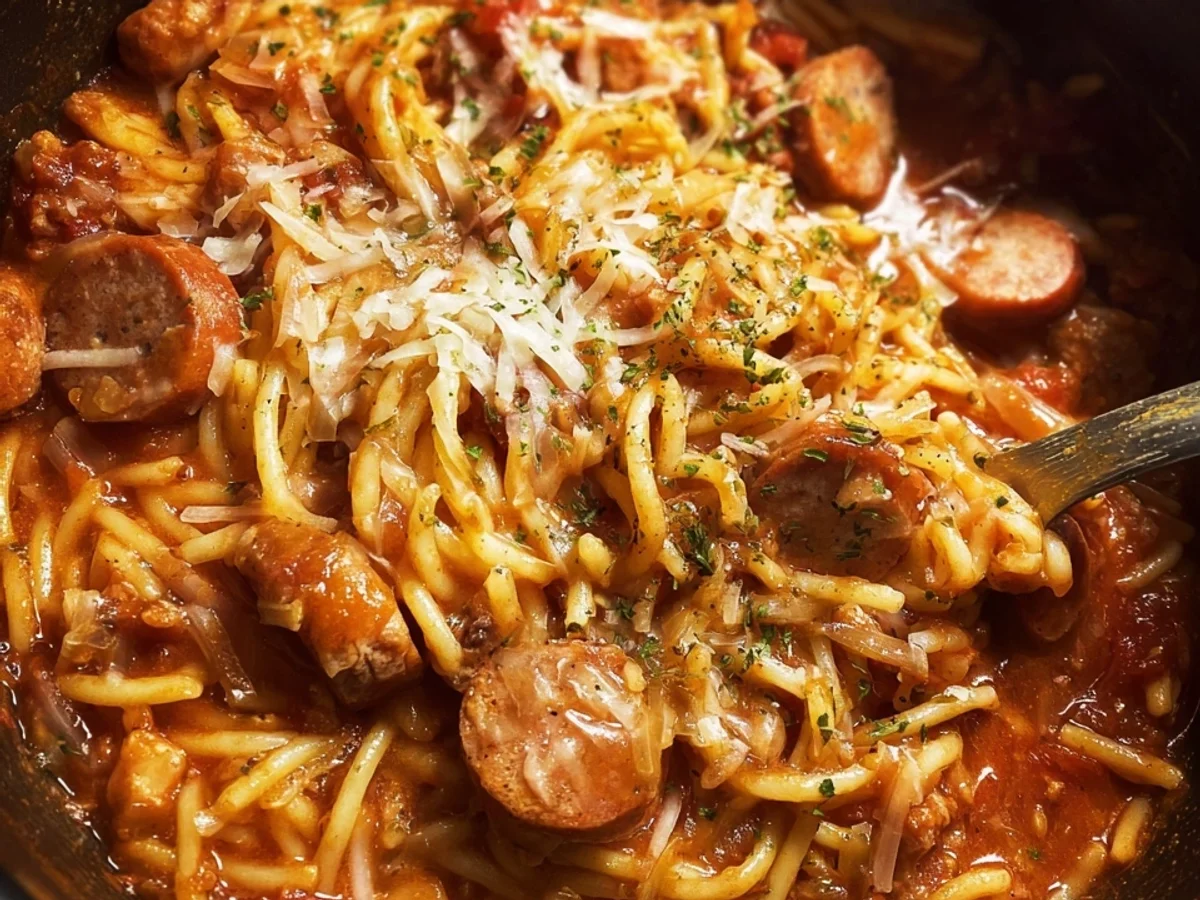 Easy One Pot Beef Sausage Pasta Dinner - Featured Image