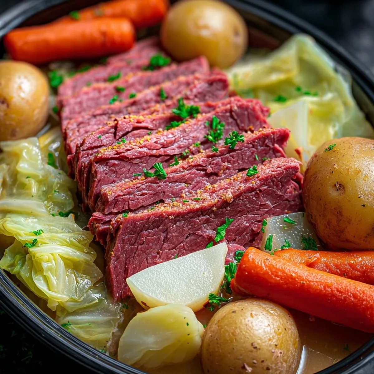 Easy Slow Cooker Corned Beef & Cabbage