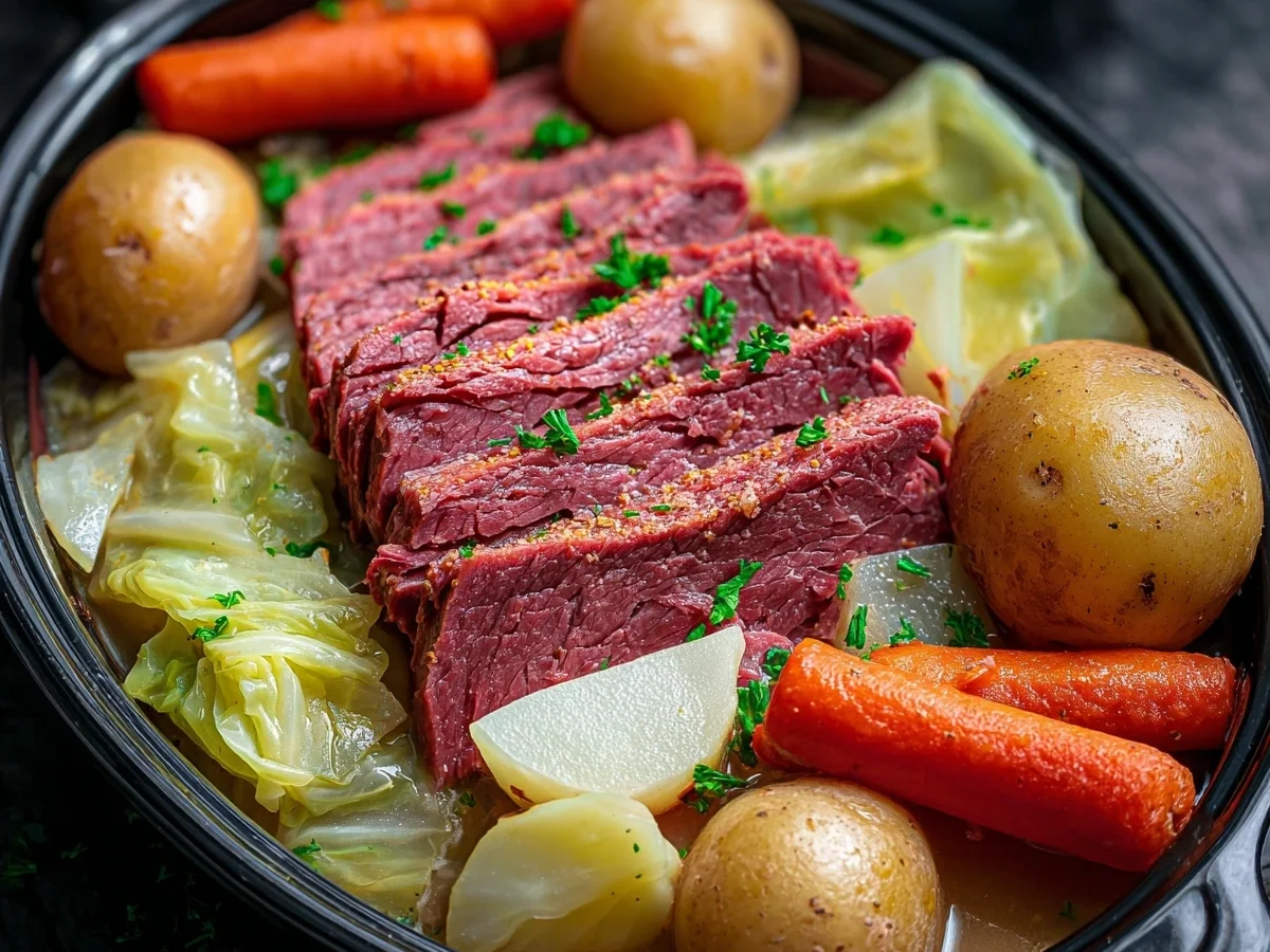 Easy Slow Cooker Corned Beef & Cabbage - Featured Image