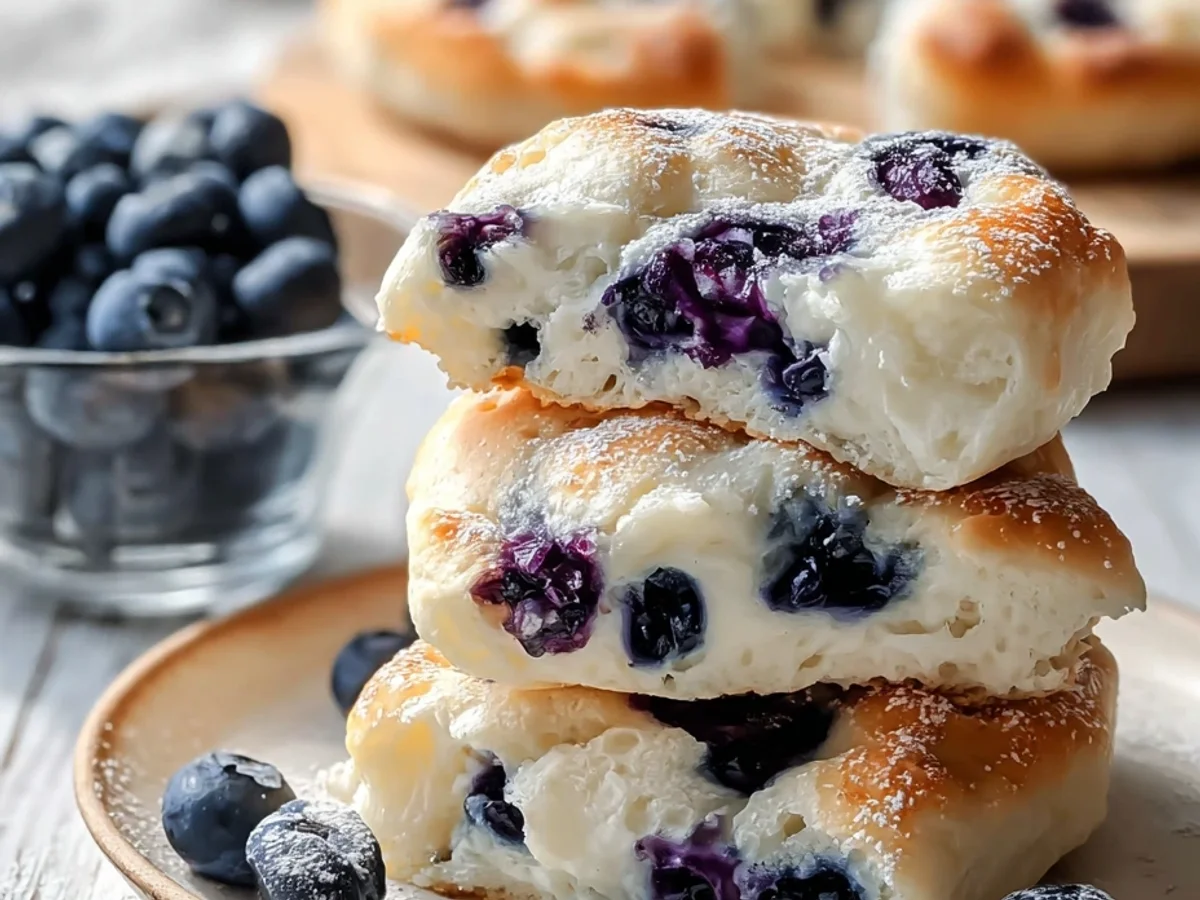 Fluffy Cottage Cheese Blueberry Cloud Bread for Breakfast - Featured Image