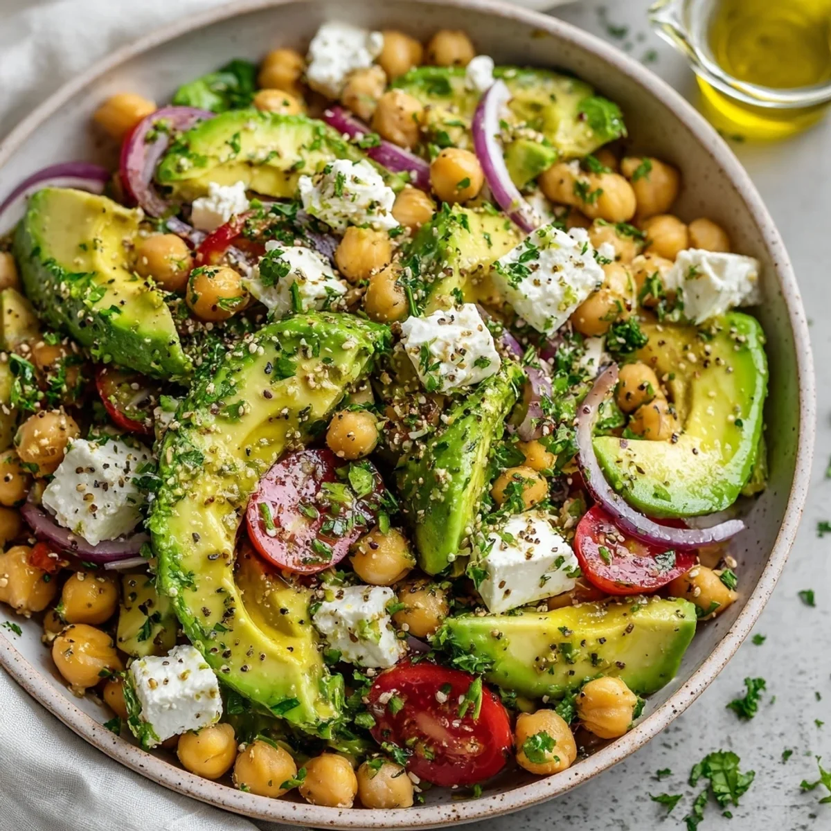 Fresh Chickpea Feta Avocado Salad for Sunny Days