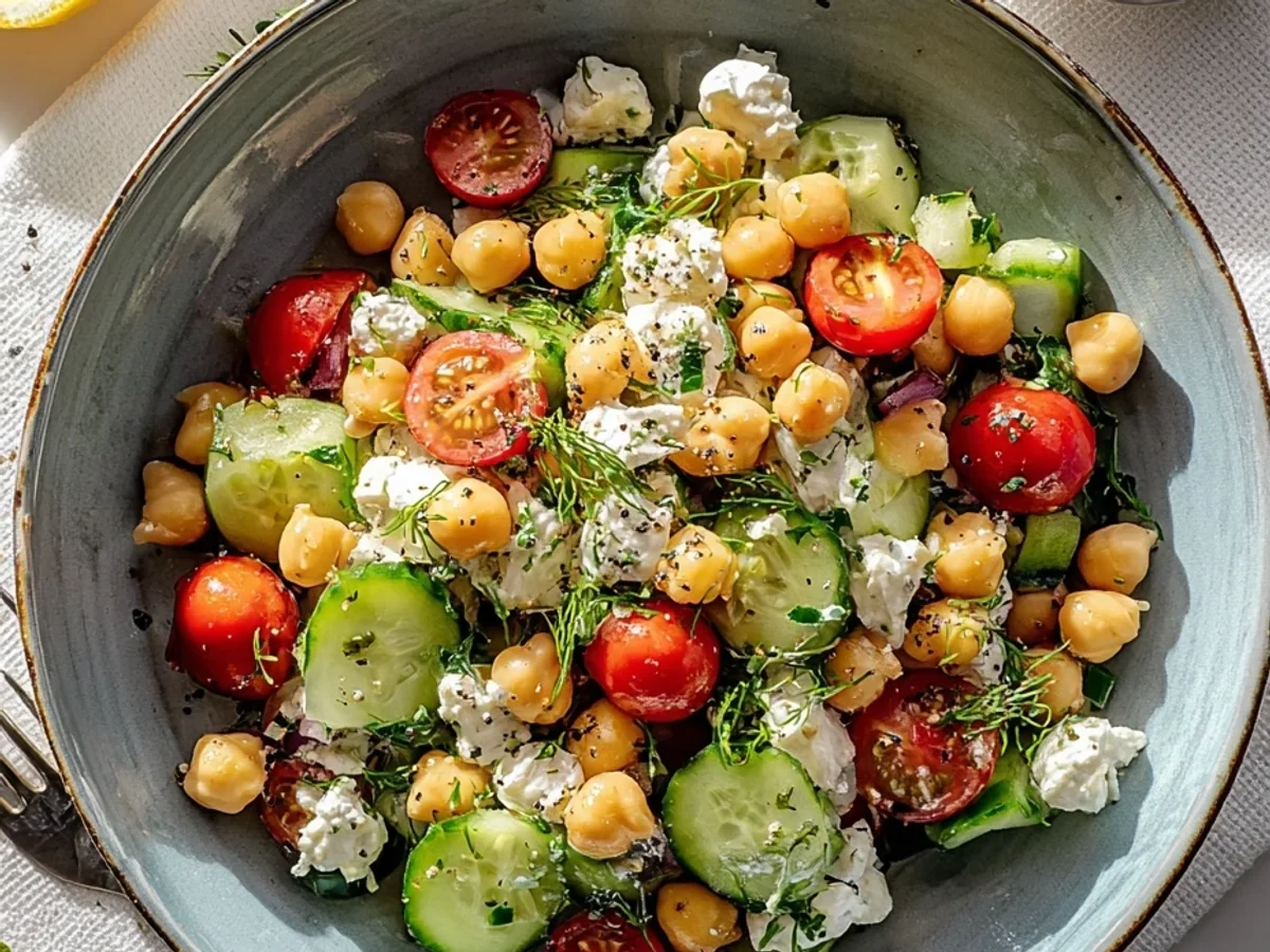 Fresh Cottage Cheese and Chickpeas Salad - Featured Image