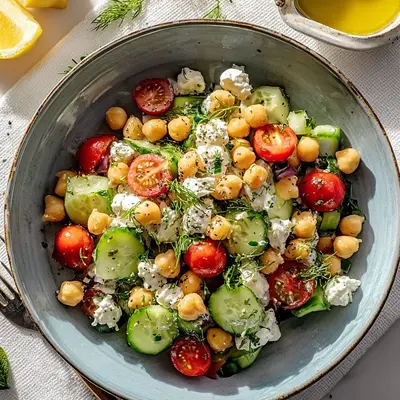Fresh Cottage Cheese and Chickpeas Salad