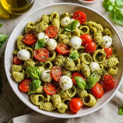 Fresh Pesto Caprese Pasta Salad: Quick & Easy
