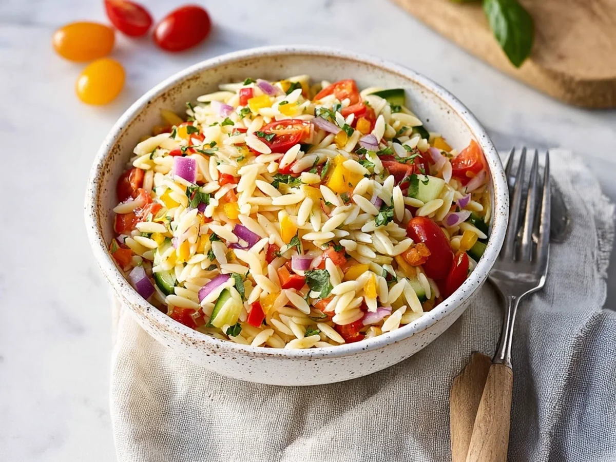 Fresh Rainbow Orzo Salad: A Vibrant Side Dish - Featured Image