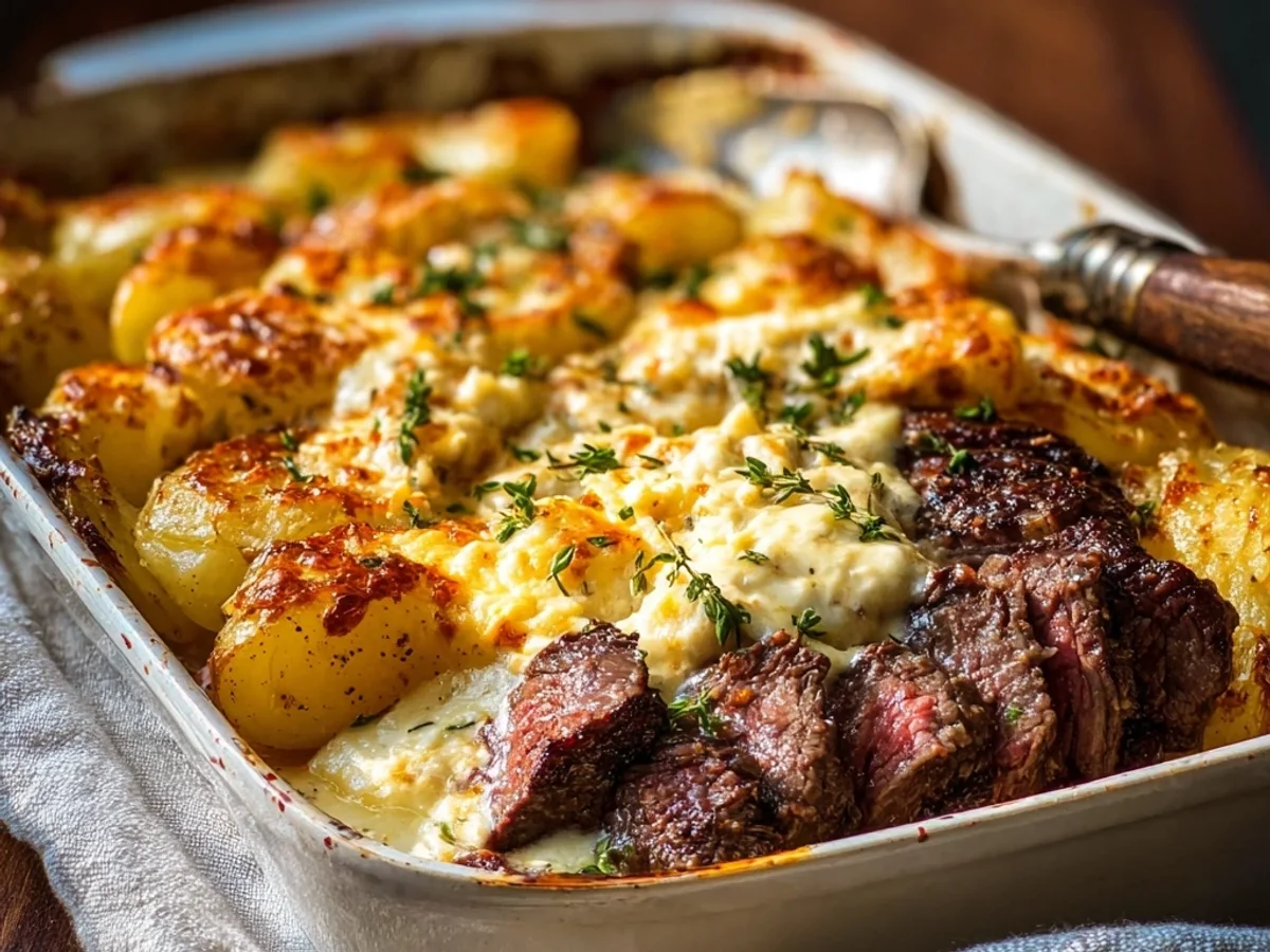 Garlic Butter Steak Cheddar Potato Bake: A Weekend Favorite - Featured Image