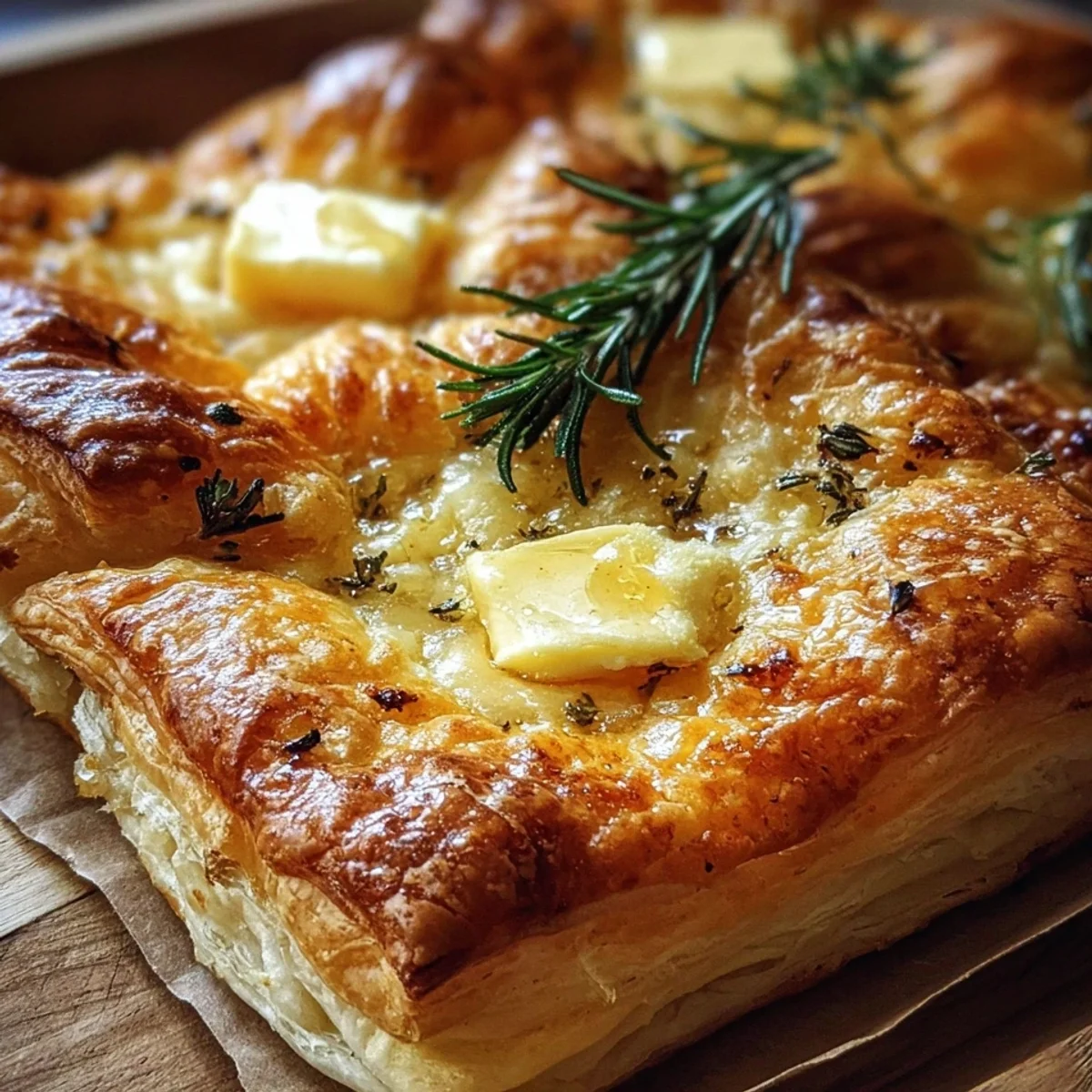 Golden Cheese Puff Pastry with Rosemary & Honey Appetizer