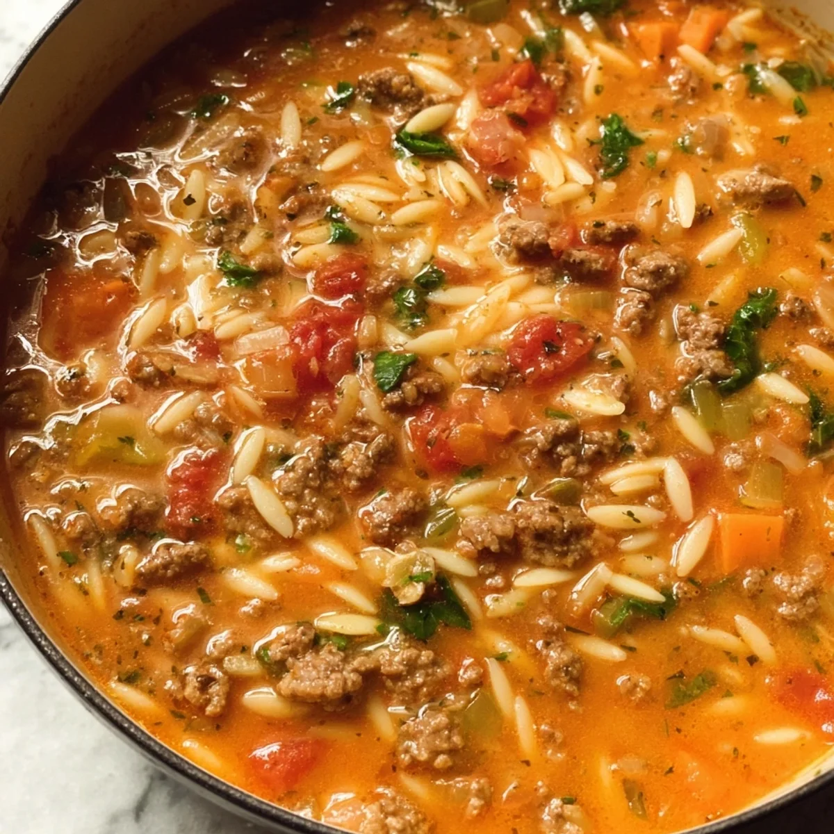 Hamburger Orzo Soup: Hearty & Flavorful