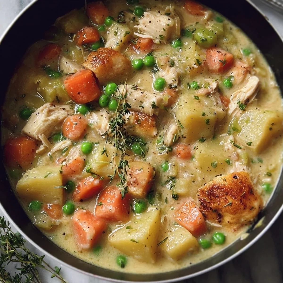 Healthy Chicken Pot Pie Soup: Protein Comfort Meal
