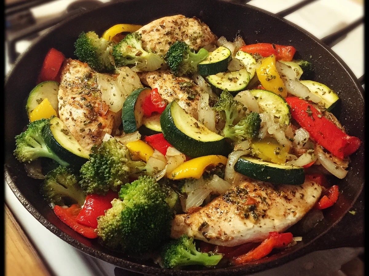 Healthy Chicken & Veggies Skillet Dinner - Featured Image
