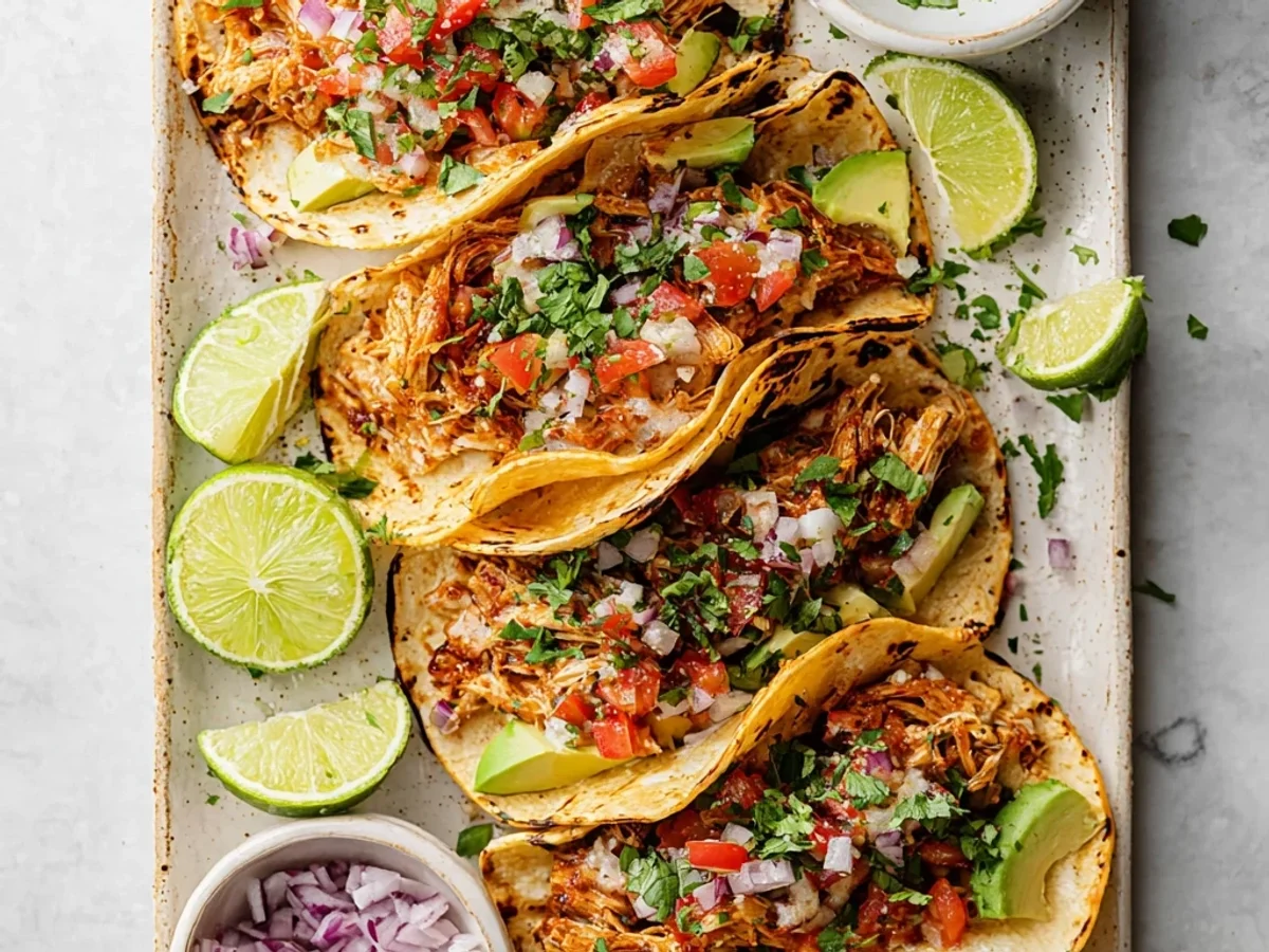 Healthy Tender Slow Cooker Shredded Chicken Tacos - Featured Image