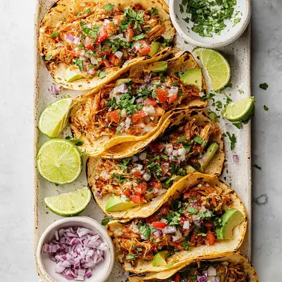 Healthy Tender Slow Cooker Shredded Chicken Tacos