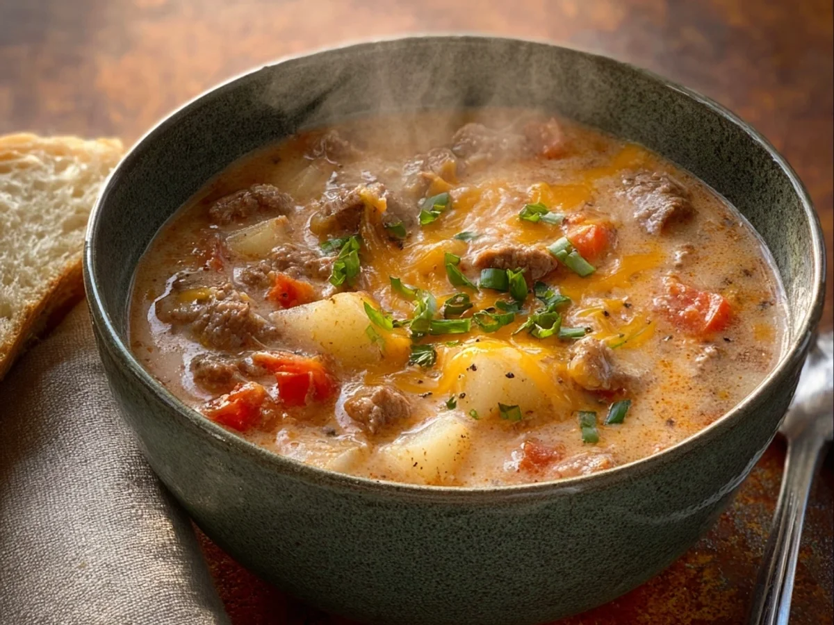 Hearty Cheesy Beef Soup: A Warm, Comforting Bowl - Featured Image