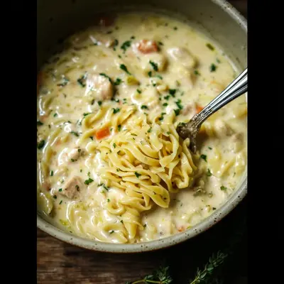 Hearty Crack Chicken Noodle Soup for Comfort